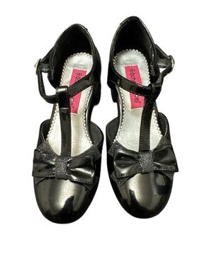 Rachel Shoes Black Patent T-Strap Bow Dress Shoes for Girls Size 1